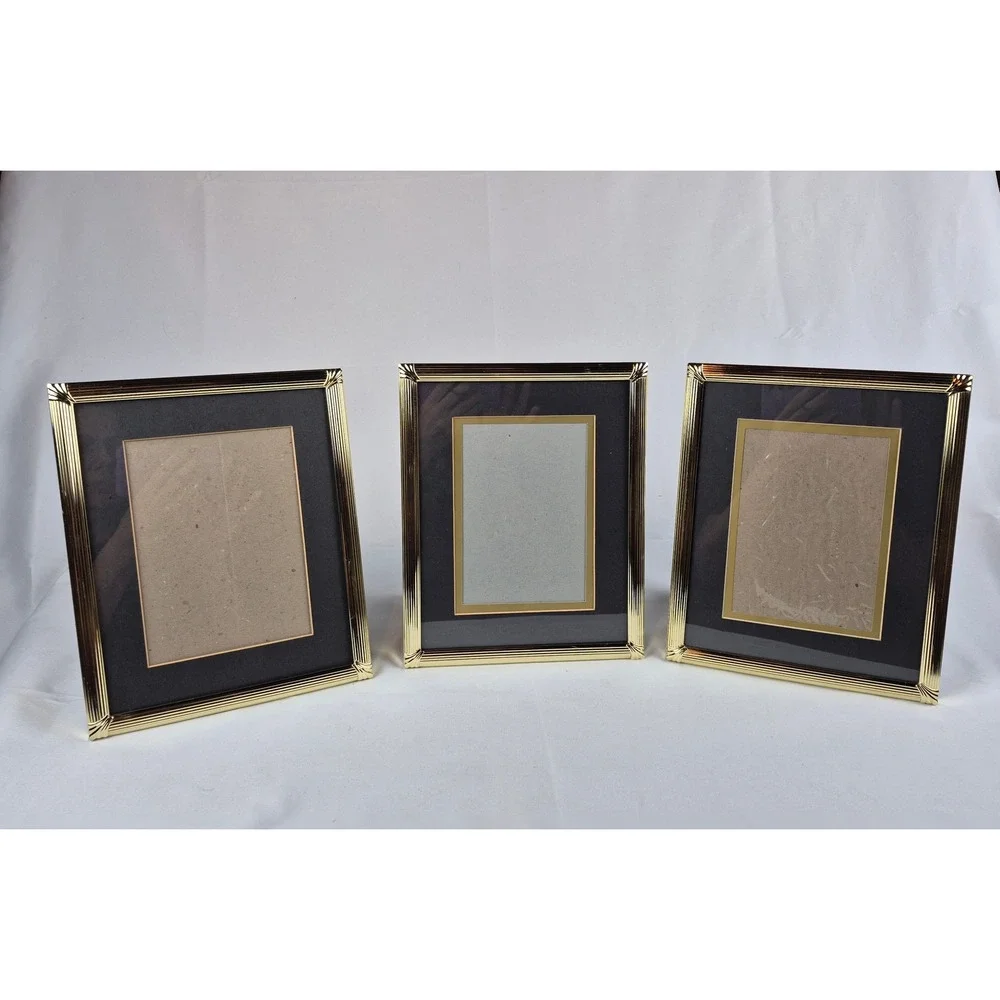 Set of 3 Burnes of Boston Gold Tone Picture Frames 8x10 Desk Tabletop Decor Gift
